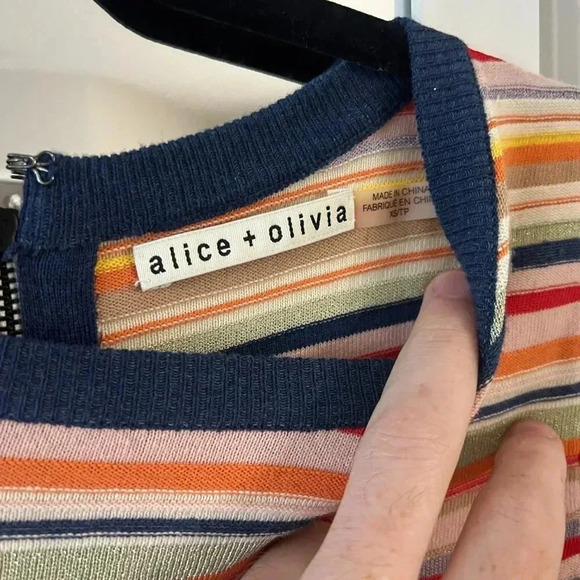 Alice + Oliva Striped Short Sleeve Dress Size XS Color Pink Blue - Picture 4 of 7